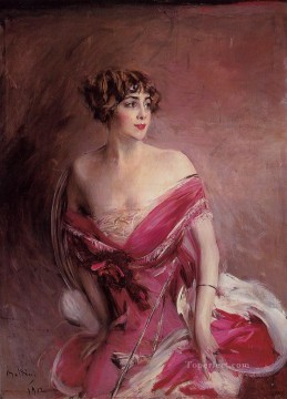  Van Lienzo - Retrato de Mlle de GillespieLa Dame de Biarritz género Giovanni Boldini